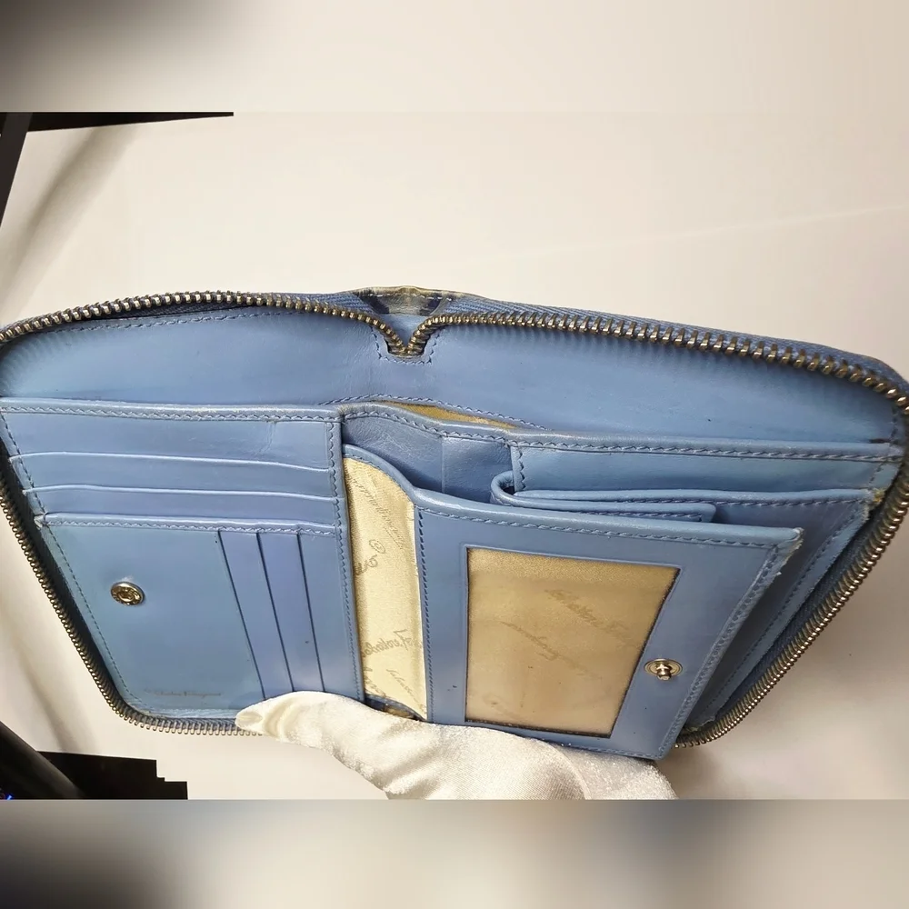 Salvatore Ferragamo Light Blue Leather Wallet - Picture 13 of 13